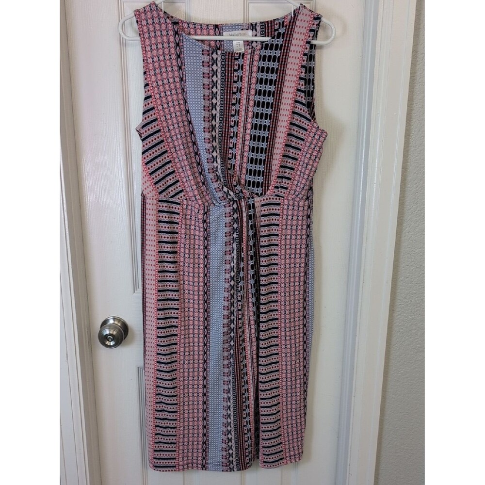Motherhood Maternity Pink, Black & White Patterned Midi Dress